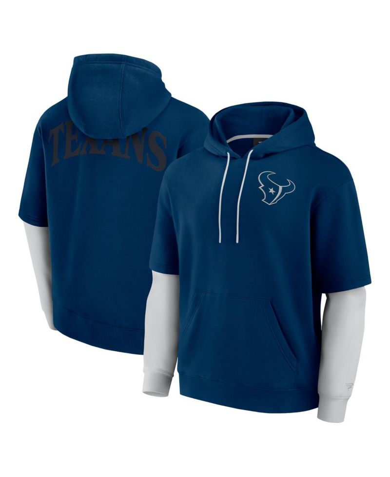 Men's and Women's Navy Houston Texans Sleek Elements Pullover Hoodie
