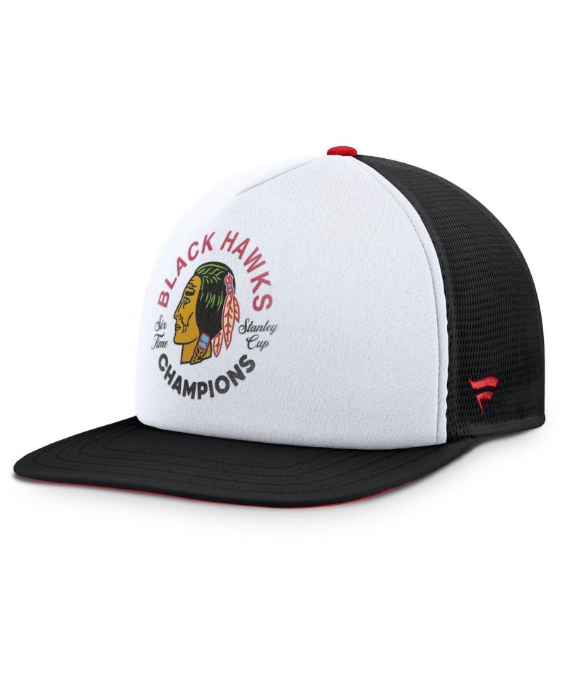 Men's White/Black Chicago Blackhawks Decades Collection Foam Front Snapback Hat