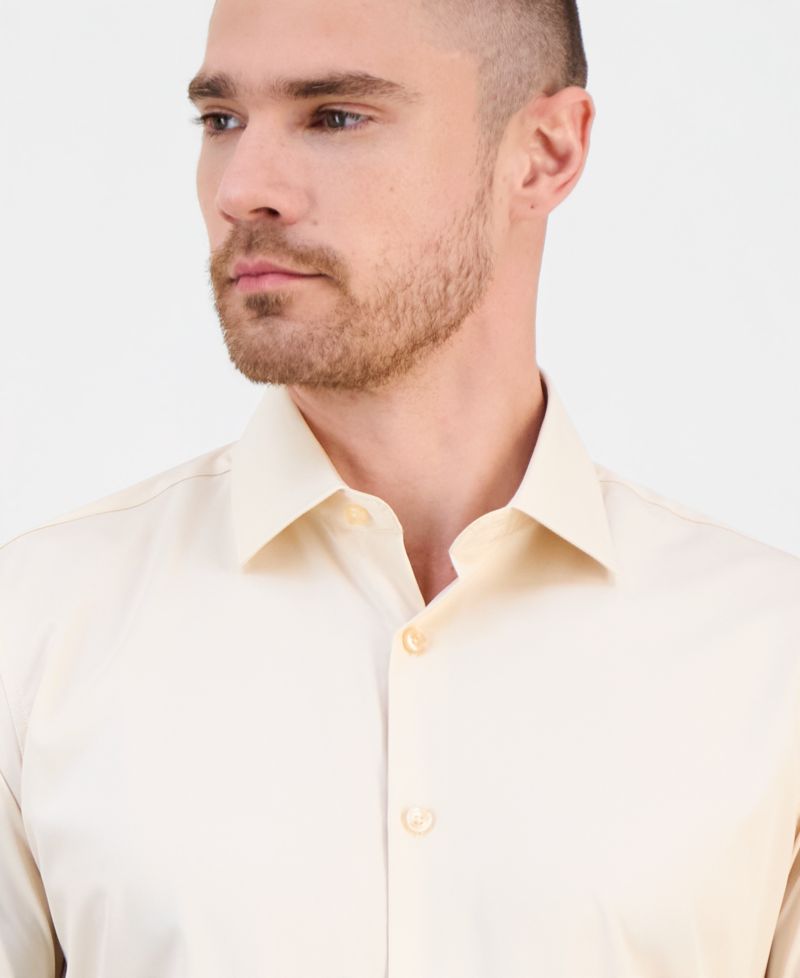 Men's Slim-Fit Solid Four-Way Stretch Dress Shirt