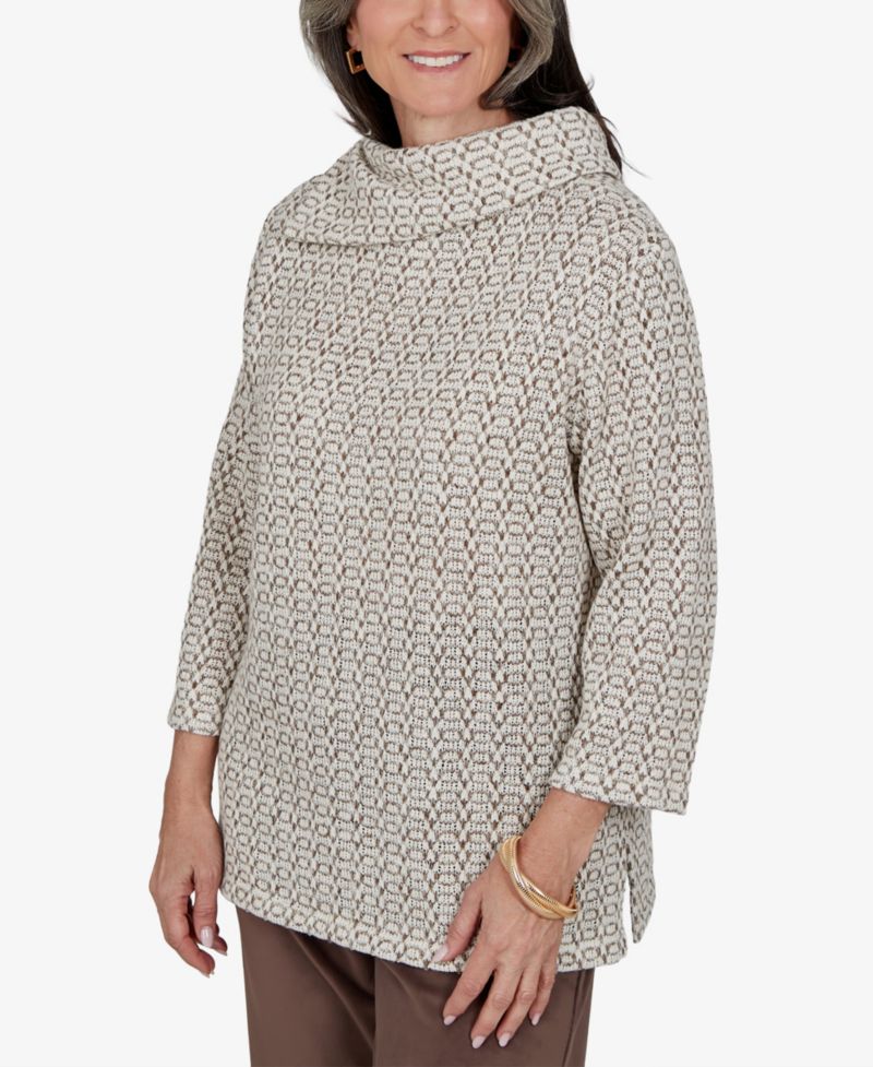 Petite Cowl Neck 3/4-Sleeve Knit Blouse
