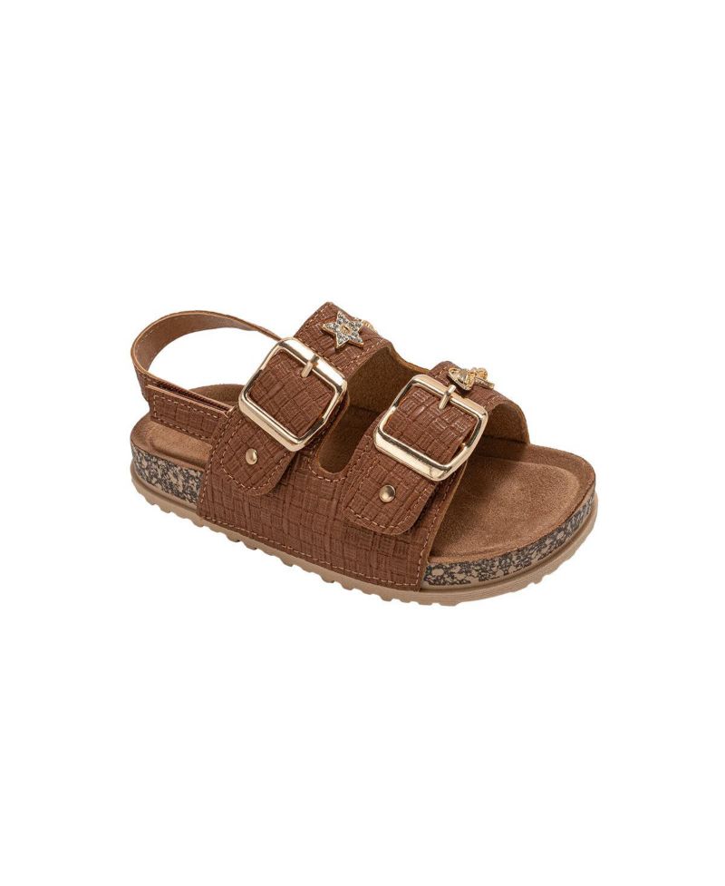 Girls Footbed Sandals - Comfortable Design with Double Buckle and Charms