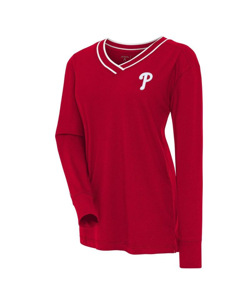 Women's Red Philadelphia Phillies Symbolic Long Sleeve V-neck Top