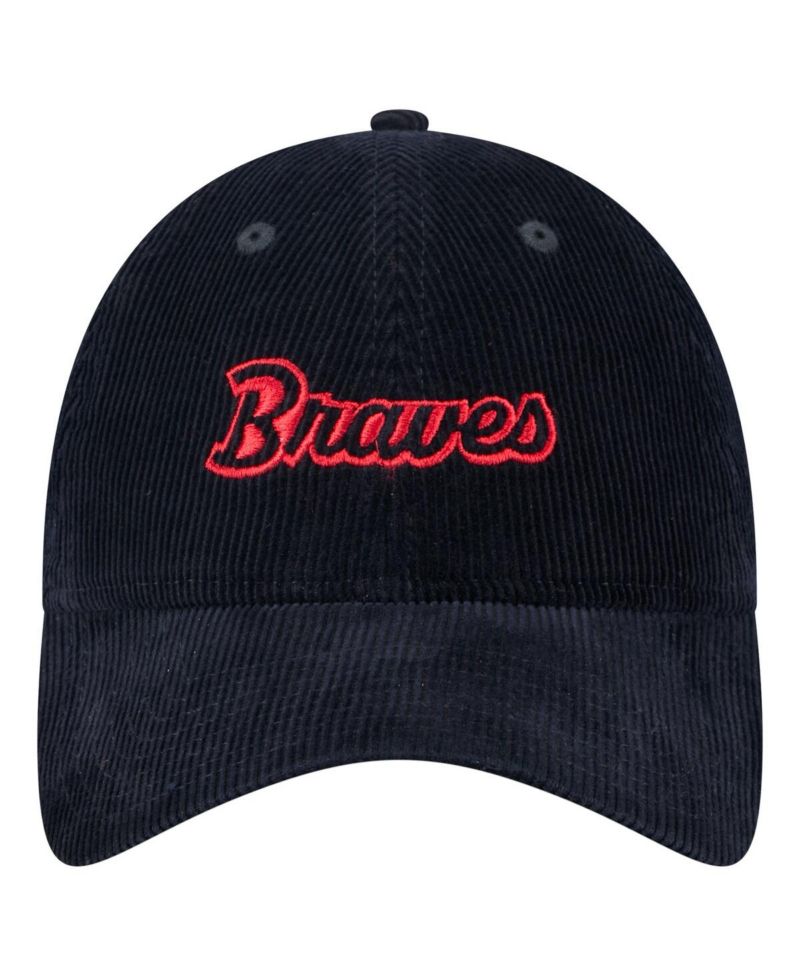 Women's Navy Atlanta Braves Corduroy 9TWENTY Adjustable Hat
