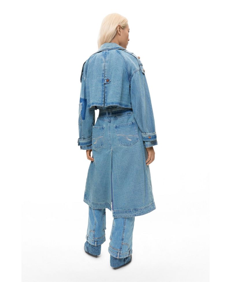 Women's Long Denim Trench Coat