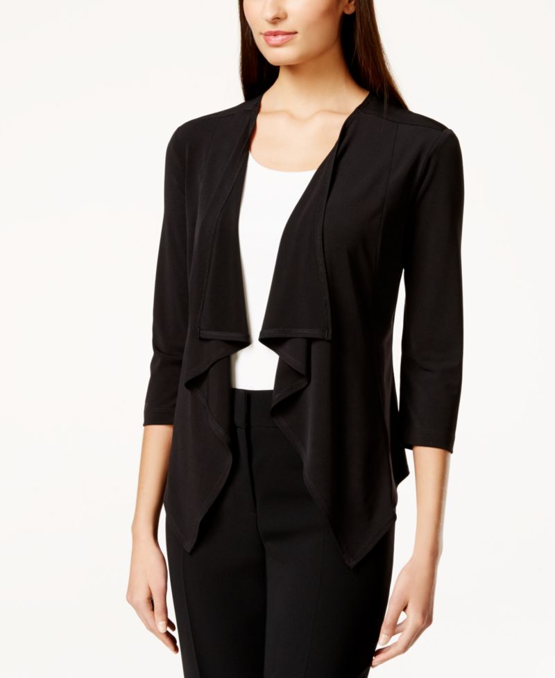 Three-Quarter-Sleeve Ruffle Sweater