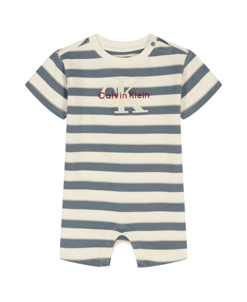 Baby Boys' French Terry Striped Crewneck Romper
