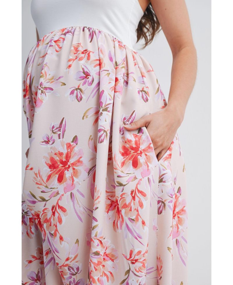 Women's Floral Scoop Neck Sleeveless Maxi Dress