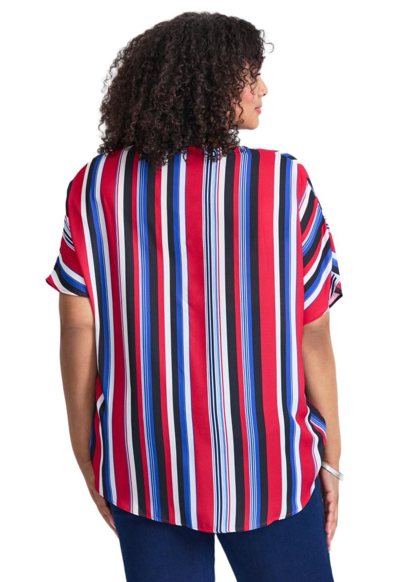 Women's Plus Size Knot Front Dolman Sleeve Blouse