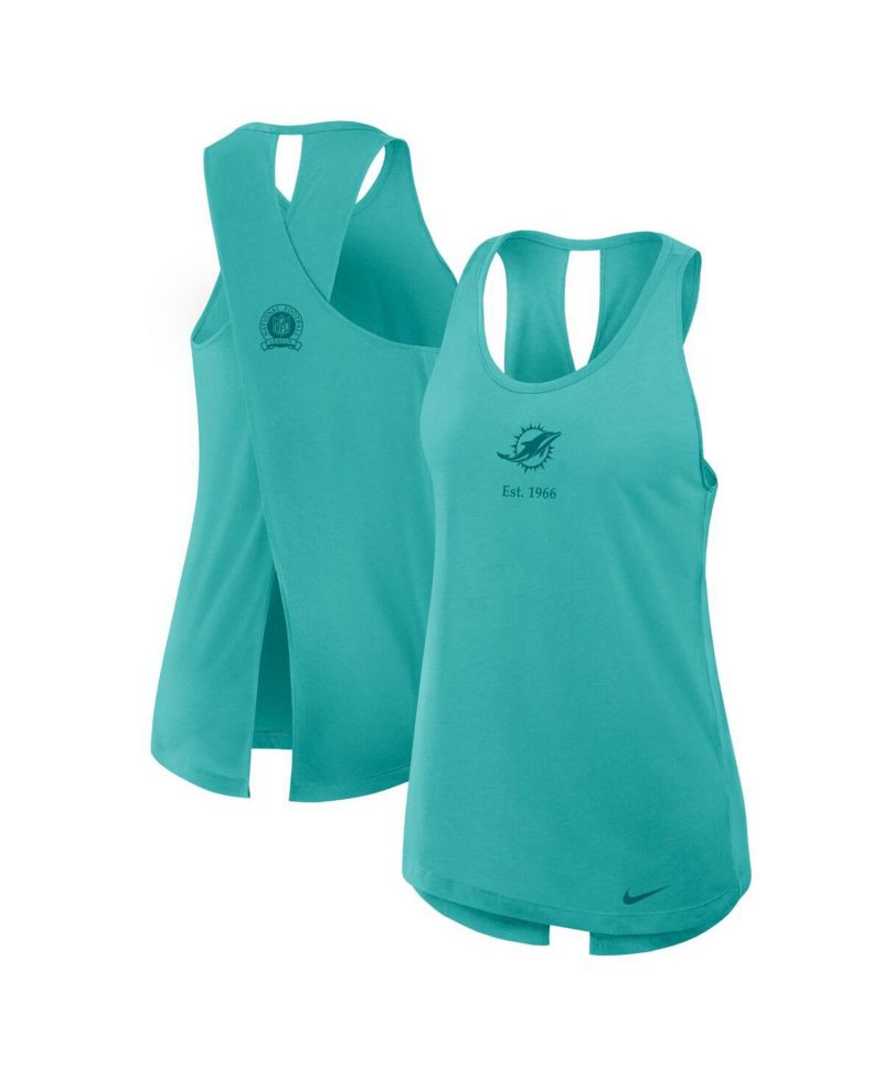 Women's Aqua Miami Dolphins Glory Crisscross Performance Tank Top
