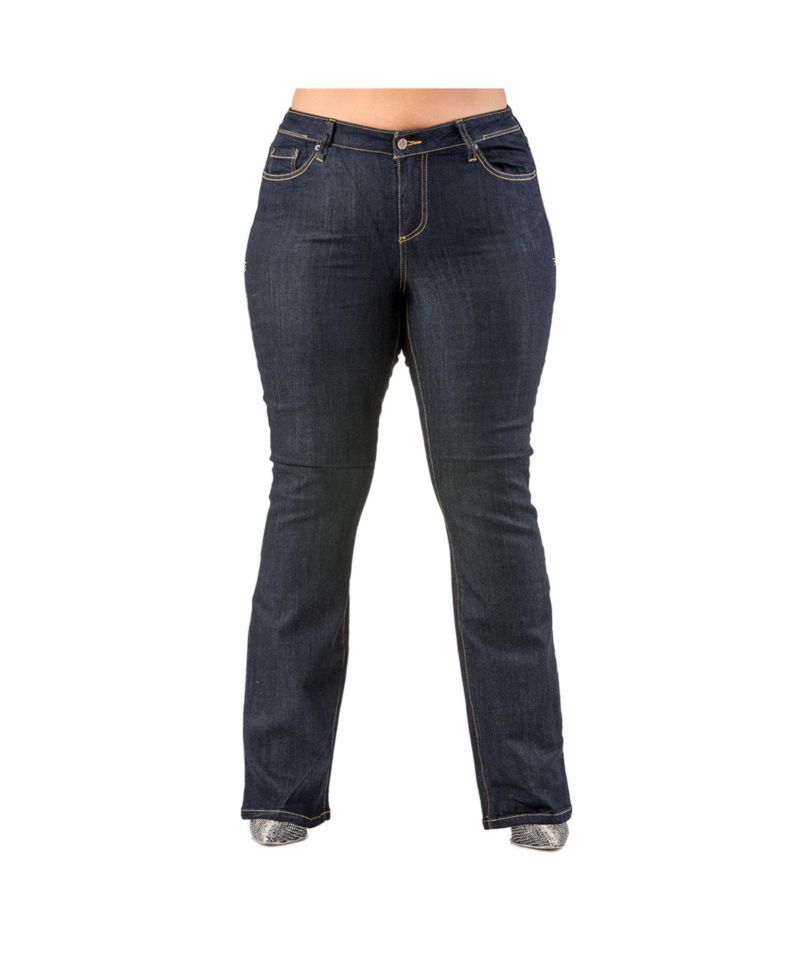 Women's Curvy Fit Stretch Denim Slim Boot Cut Jeans
