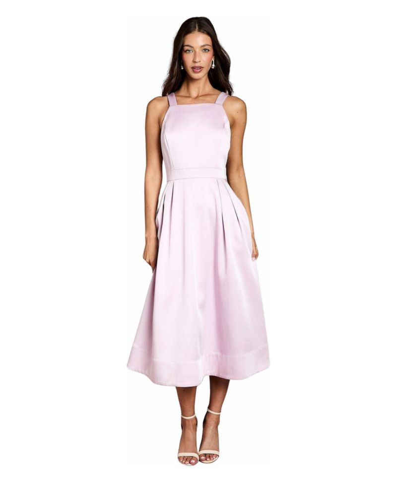 Women's Fit and Flare Square Neck Midi Dress