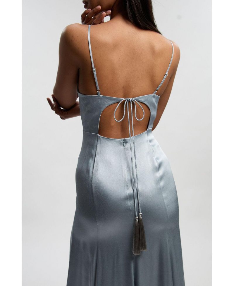 Women's Satin Strappy Midi Dress