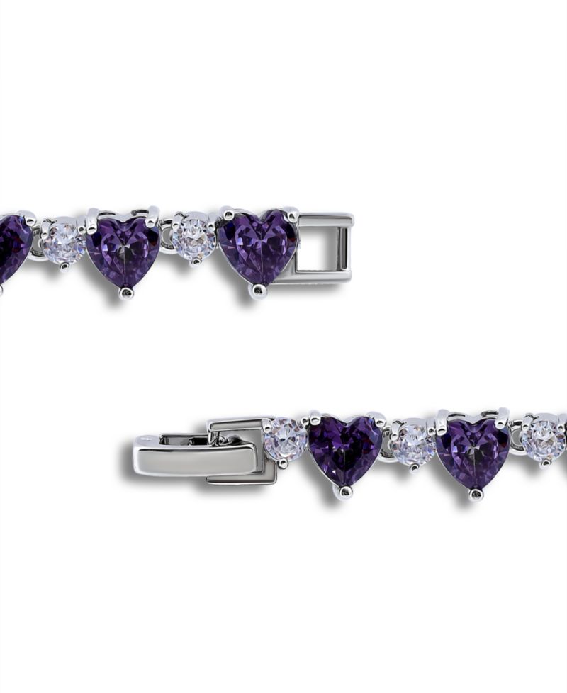 Cubic Zirconia Purple Clear Heart Alternate Bracelet