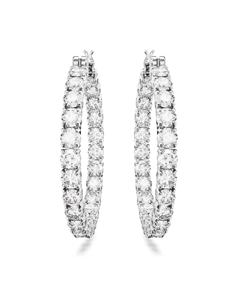 Crystal Round Cut Matrix Hoop Earrings