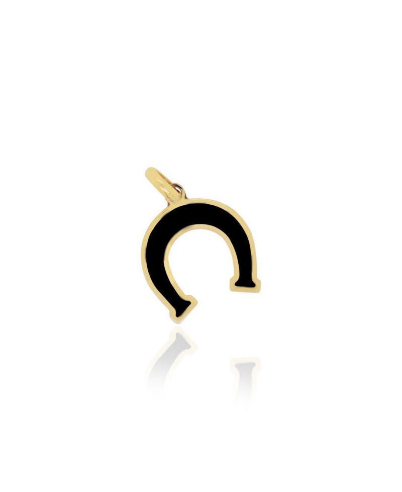 Onyx Horseshoe Charm 14K Gold 9 millimeters