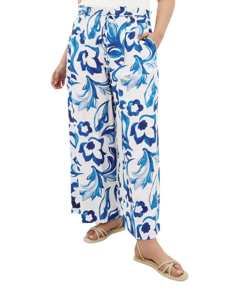 Plus Size Resort Print High-Rise Wide-Leg Pants