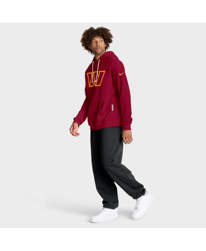 Men's Burgundy Washington Commanders Sideline Initial Home Performance Pullover Hoodie