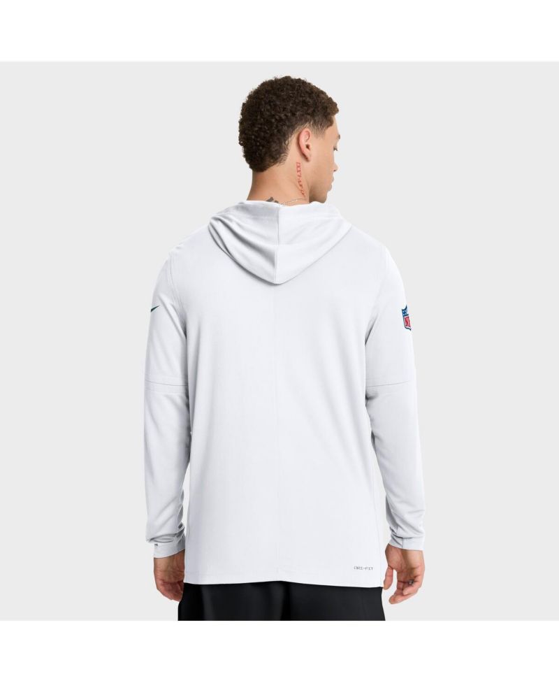 Men's White Green Bay Packers Sideline Pure Fury Performance Long Sleeve Hoodie T-Shirt