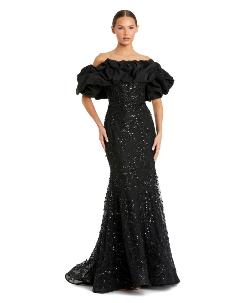 Women's Applique Off The Shoulder Mermaid Gown