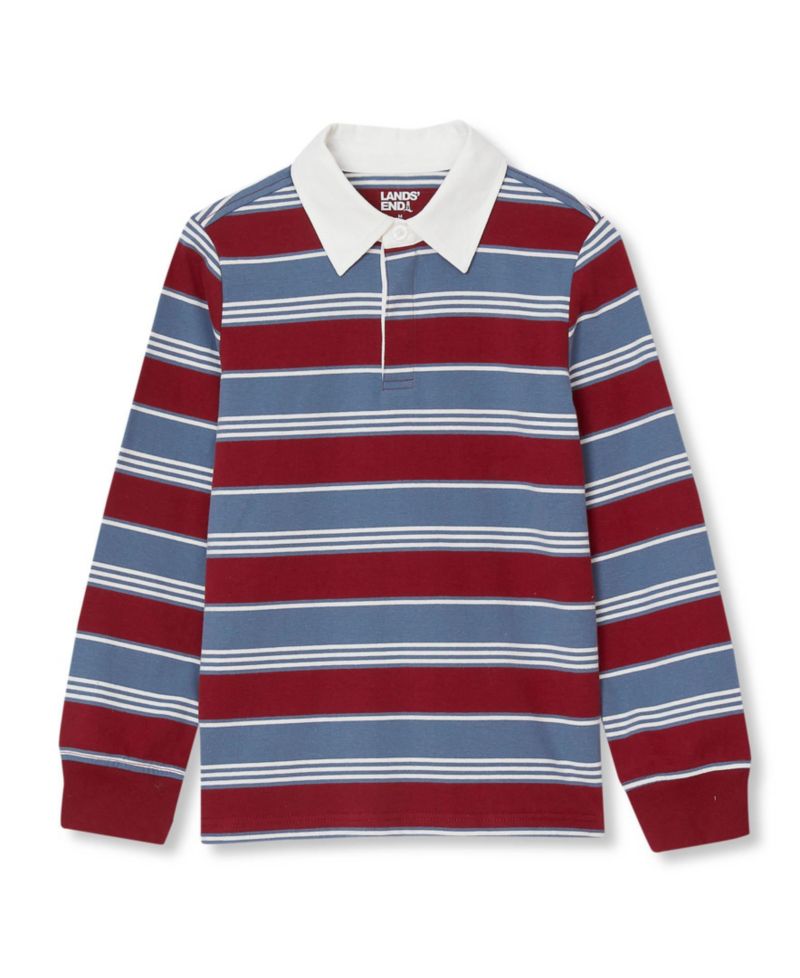 Big Boys Husky Long Sleeve Collared Rugby Shirt