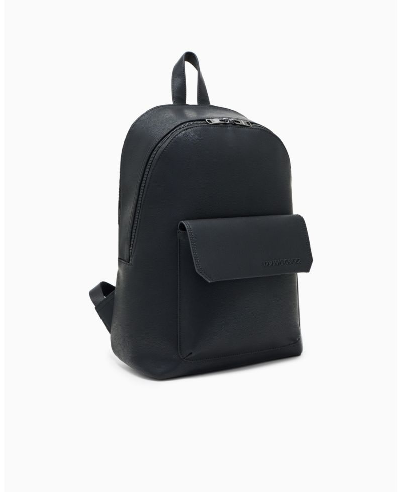 Men's Faux-Leather with Lettering Backpack