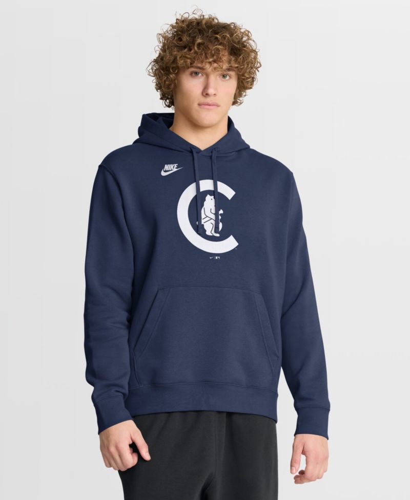Men's Navy Chicago Cubs Cooperstown Collection Logo Club Hoodie