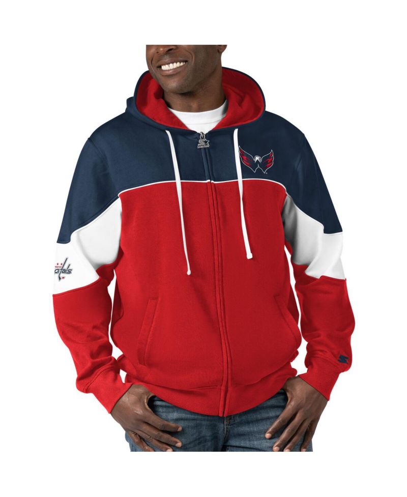 Men's Red, Navy Washington Capitals Power Forward Full-Zip Hoodie
