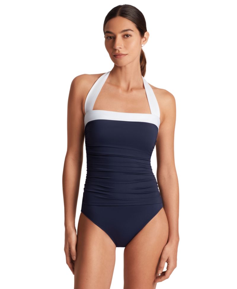 Shirred Bandeau One Piece Swimsuit