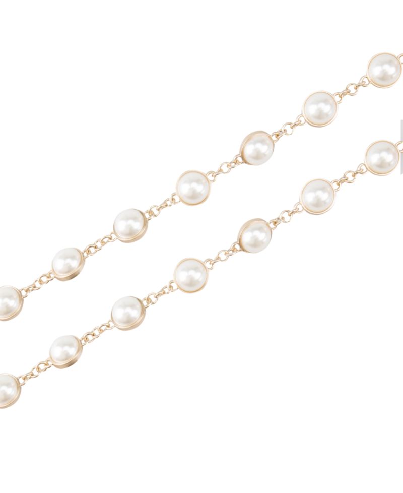 Women's Imitated Pearl Embellished Gold-Tone Chain Dress Belt