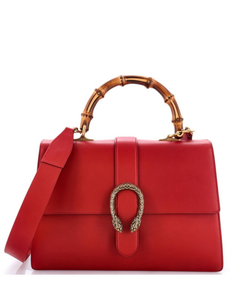 Large Dionysus Bamboo Top Handle Bag Leather