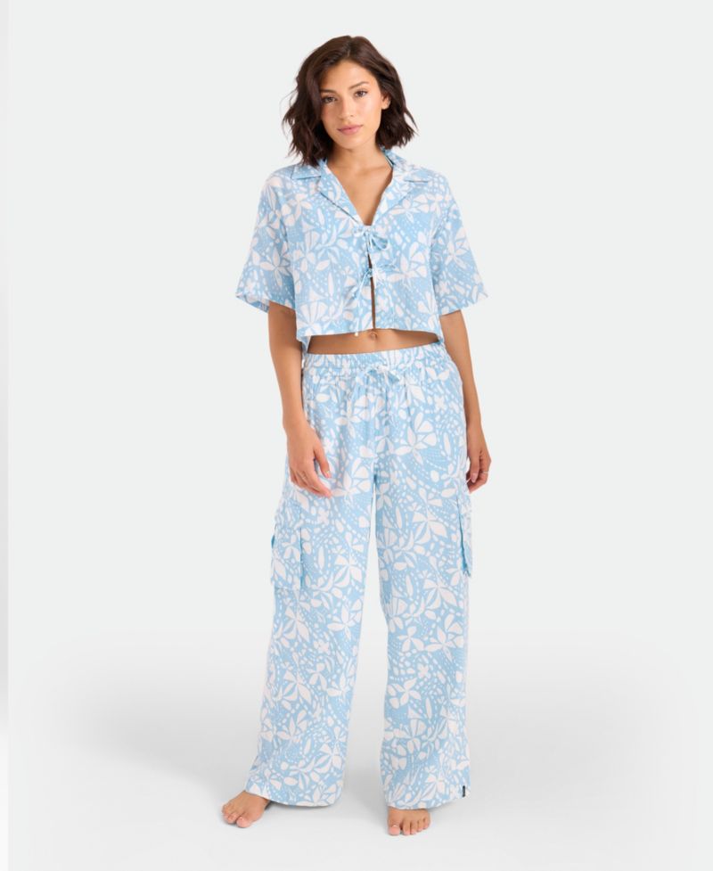 Women's Floral Print Front Tie Swim Cover-Up Shirt