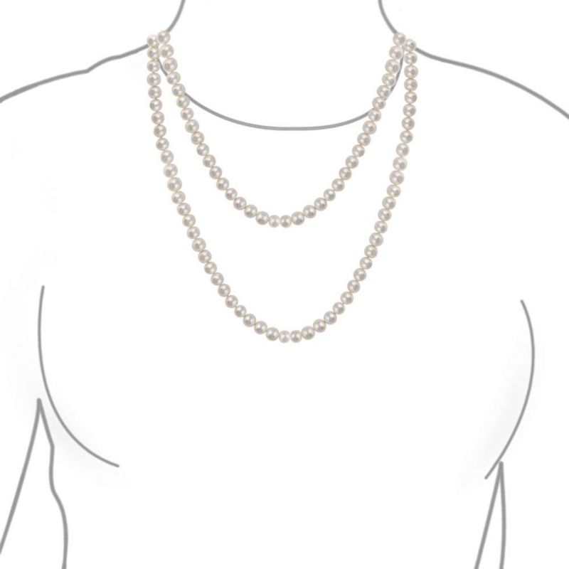 White Freshwater Pearl Endless Strand Necklace Long Double Wrap 36"