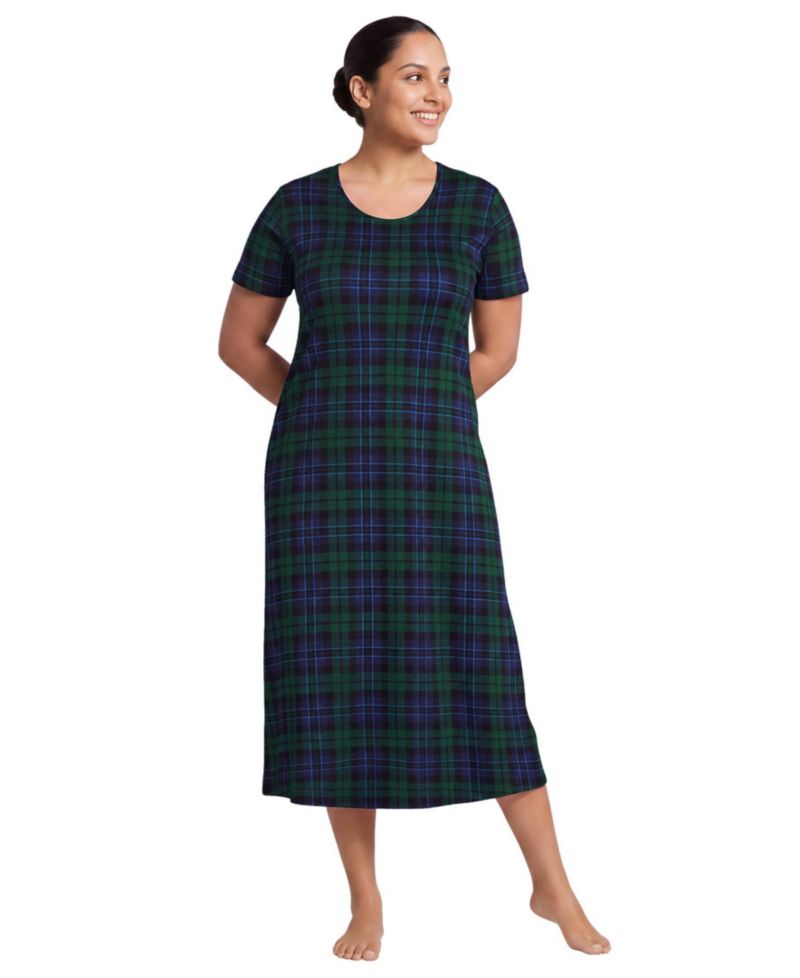 Plus Size Cotton Short Sleeve Midcalf Nightgown