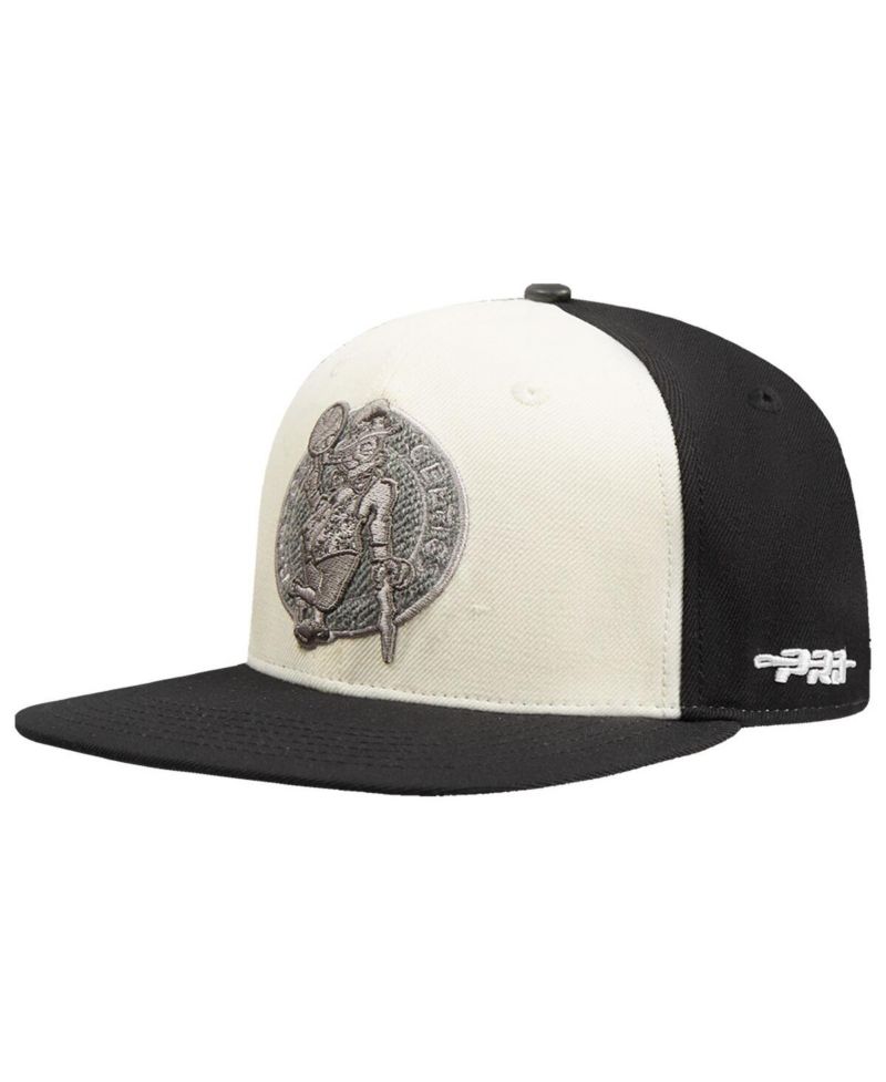 Men's Cream Boston Celtics French Terry Snapback Hat