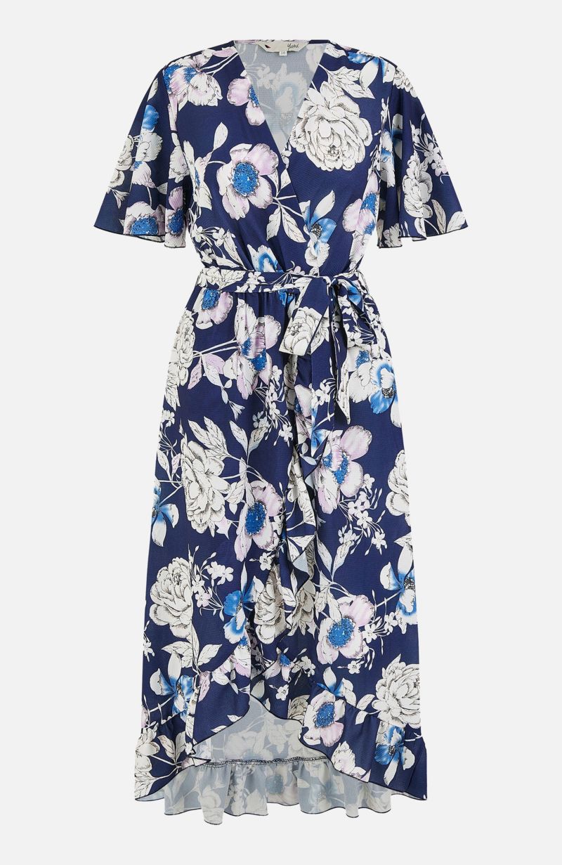 Women's Floral Midi Wrap Dress