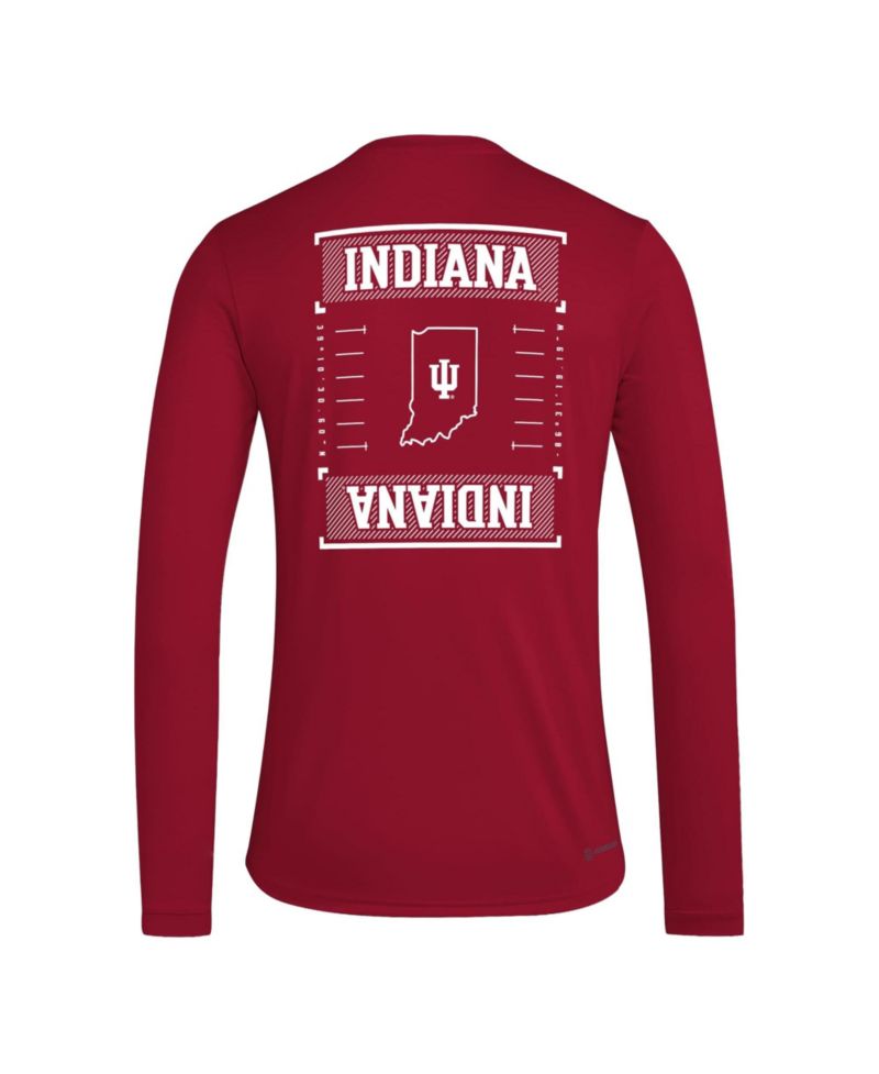 Men's Crimson Indiana Hoosiers Locker Football Icon AEROREADY Pre-Game Long Sleeve T-Shirt