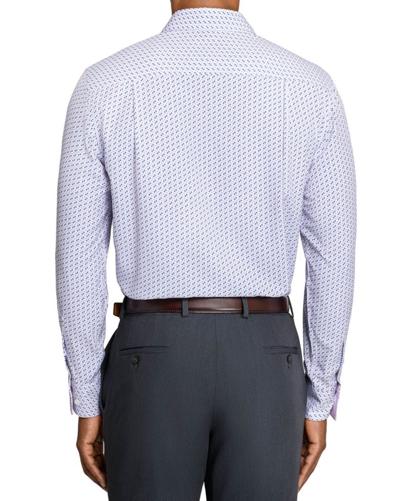 Men's Triangle Print Spread Collar Dress Shirt