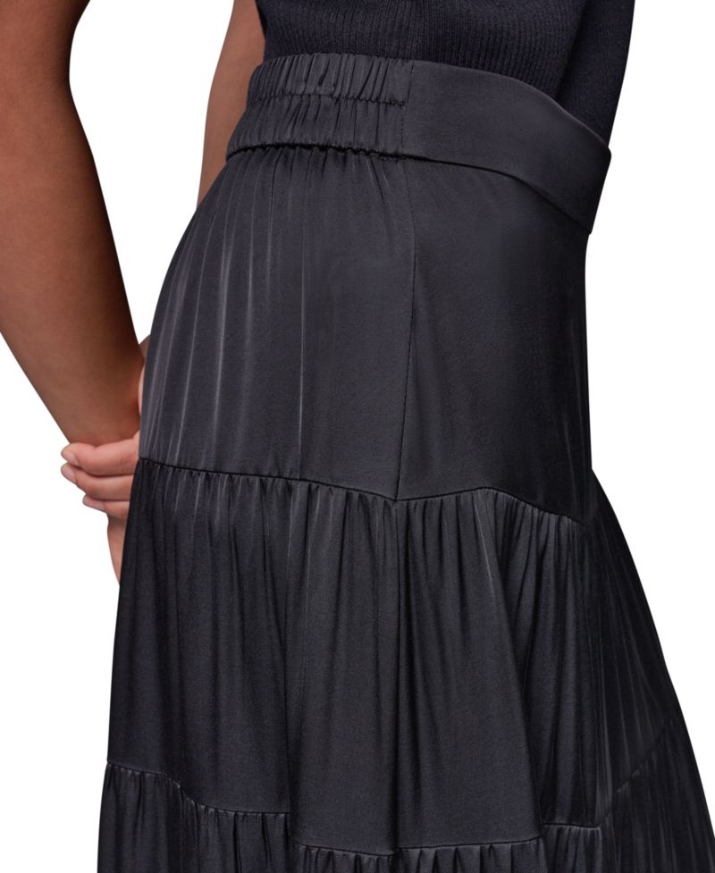 Women's Satin Midi Tiered Skirt