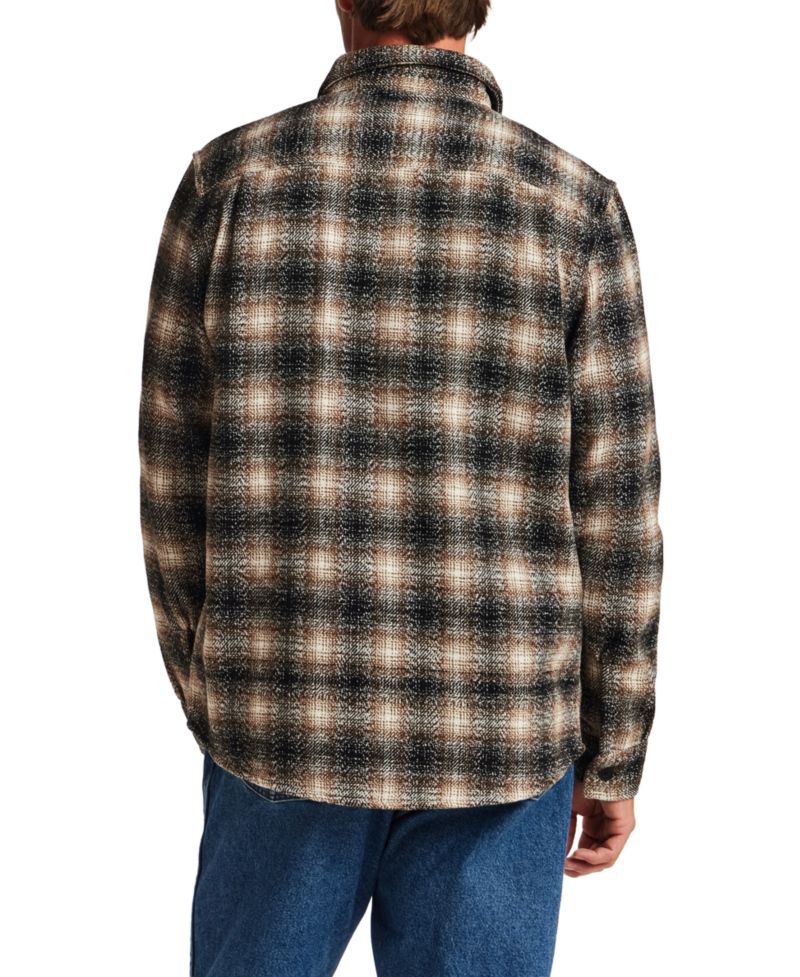 Men's Wool Blend Brushed Plaid Shirt Jacket