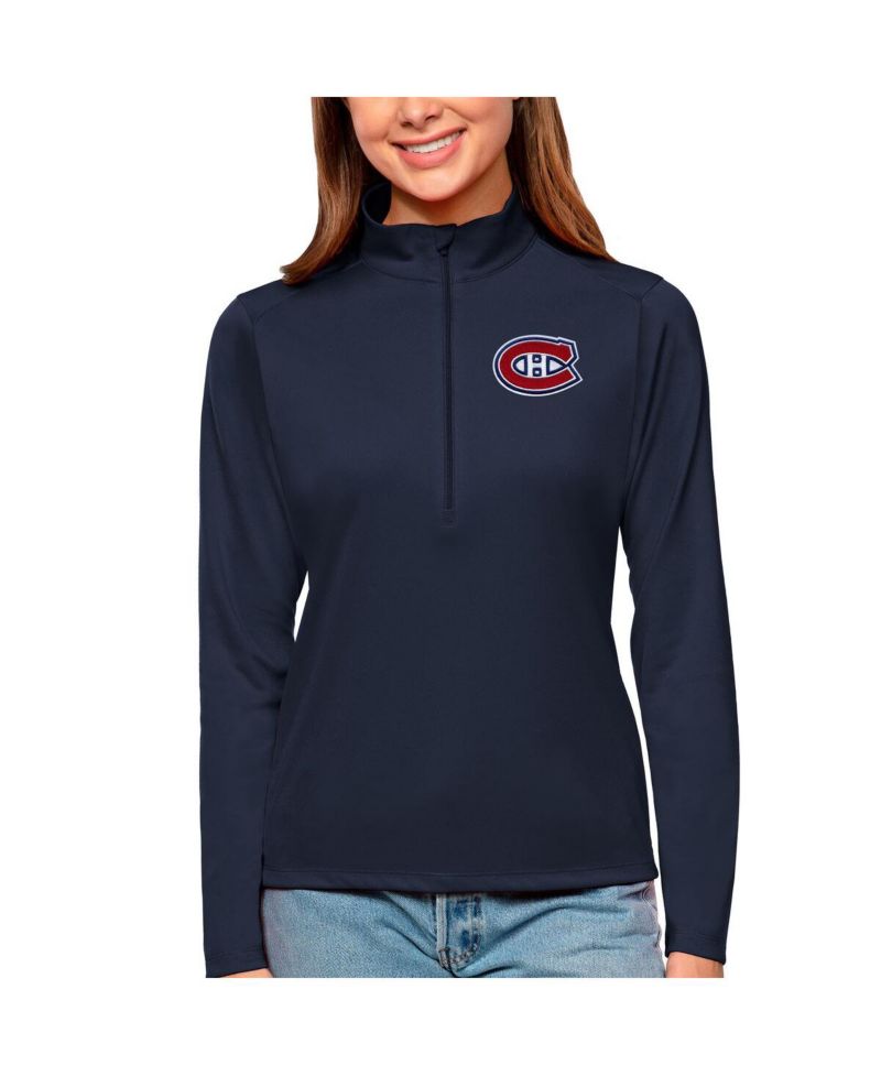 Women's Navy Montreal Canadians Tribute Quarter-Zip Pullover Top