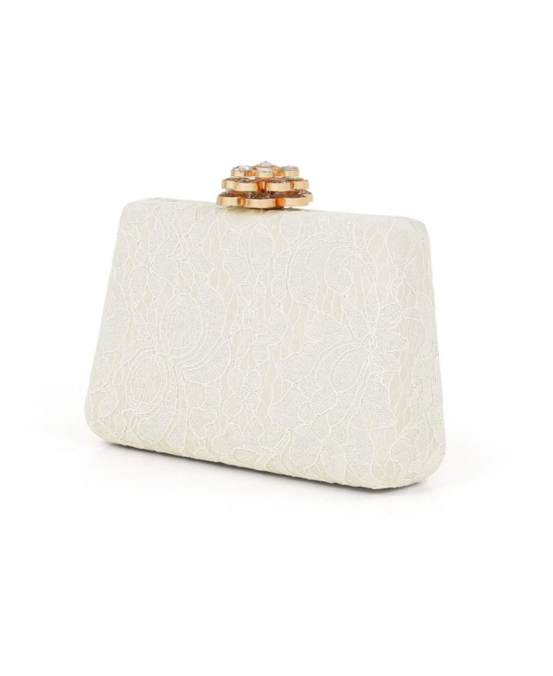 Woman's Rose Lace Minaudiere w. Floral Clasp
