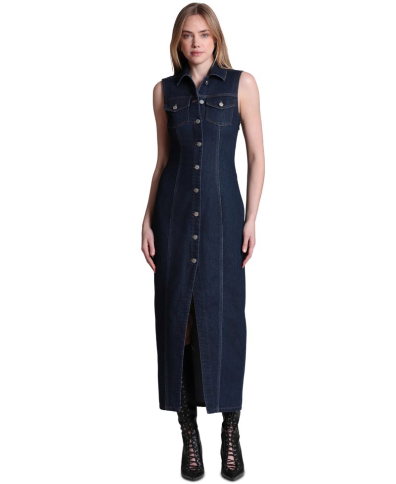 Women's Sleeveless Stretch Denim Dress