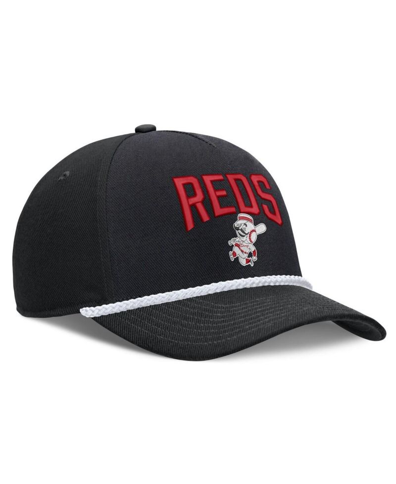 Men's Black Cincinnati Reds Cooperstown Rise Adjustable Hat