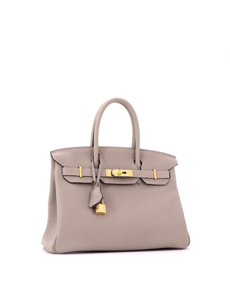 Pre-Owned Hermes Birkin 30 Handbag Grey Togo with Gold Hardware