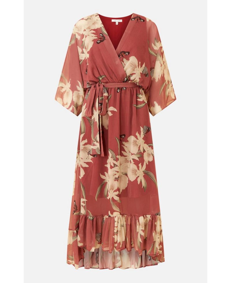 Women's Floral Print Midi Wrap Dress