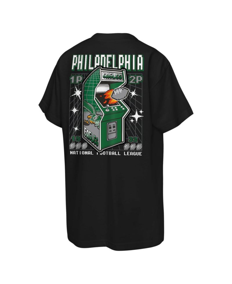 Big Boys and Girls Black Philadelphia Eagles Retro Arcade T-Shirt