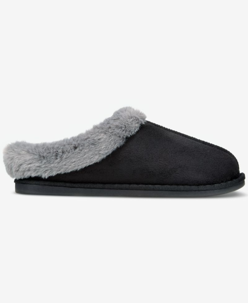Women's Boxed Faux-Fur-Collar Clog Slippers