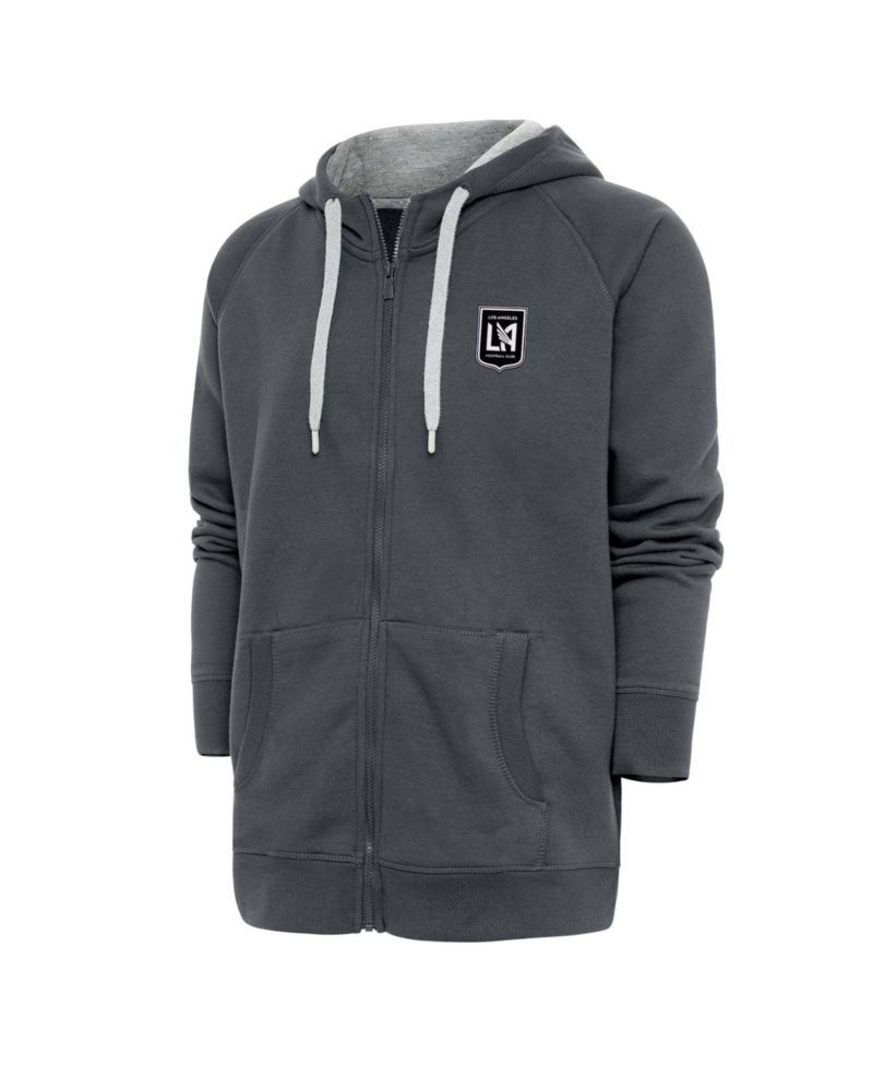 Men's Charcoal LAFC Brushed Metallic Logo Victory Full-Zip Hoodie
