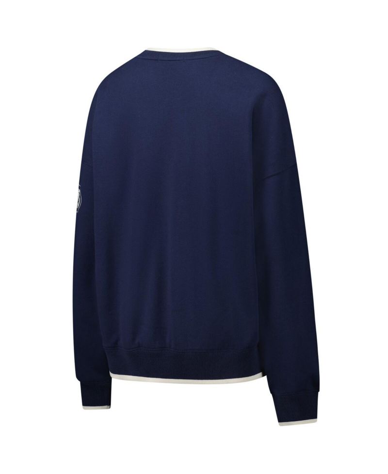 Women's Navy Auburn Tigers Clubhouse Daze Eighties V-Neck Pullover Sweatshirt