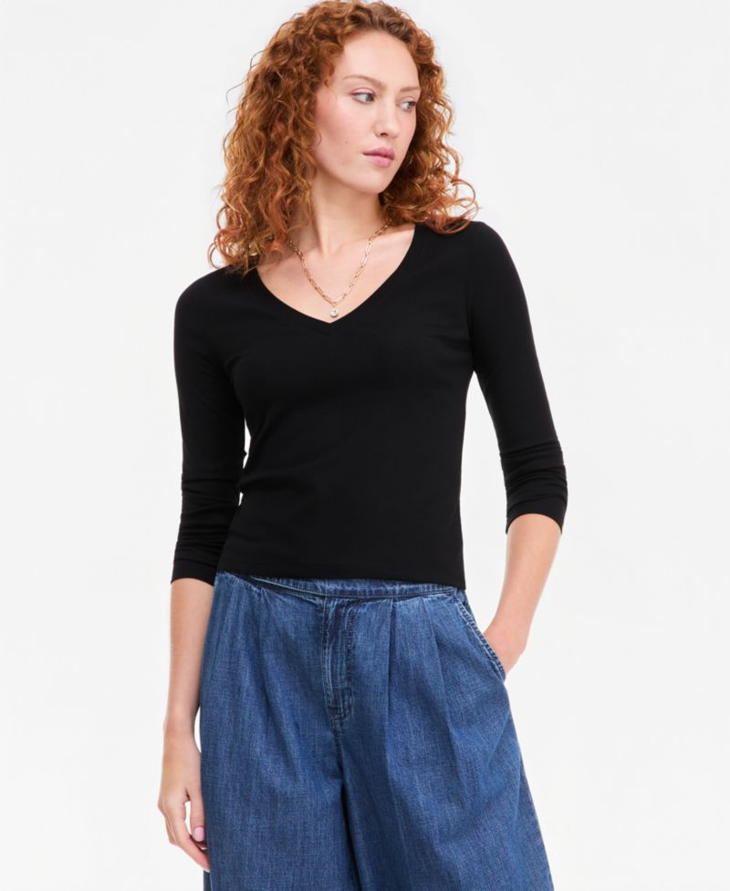 Women's Long Sleeve Cropped V-Neck Meet & Greet T-Shirt